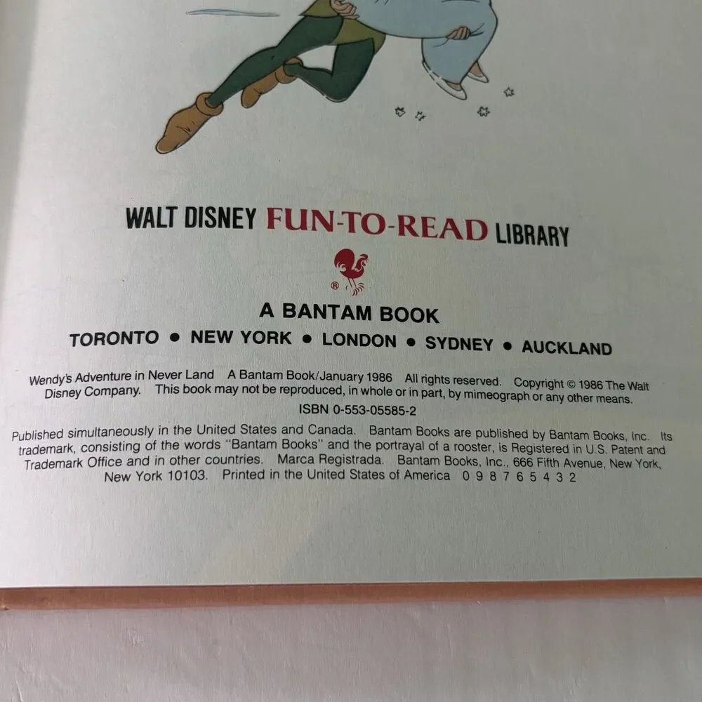 Wendy’s Adventure In Never Land  Disney Fun-to-Read Library Volume 9 Bantam Book